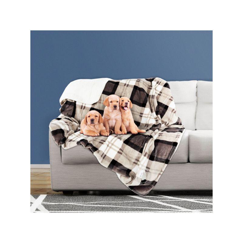 Pet Adobe 50x60 Waterproof Dog Blanket, Gray Plaid