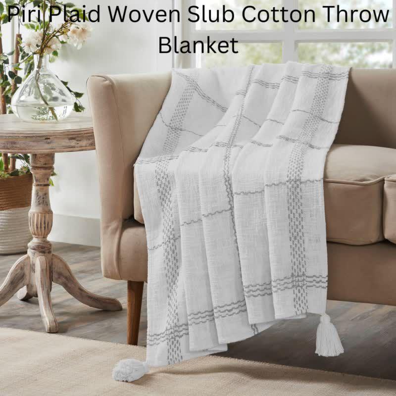 VCNY Piri Plaid Woven Slub Cotton Throw Blanket, 50" x 60"