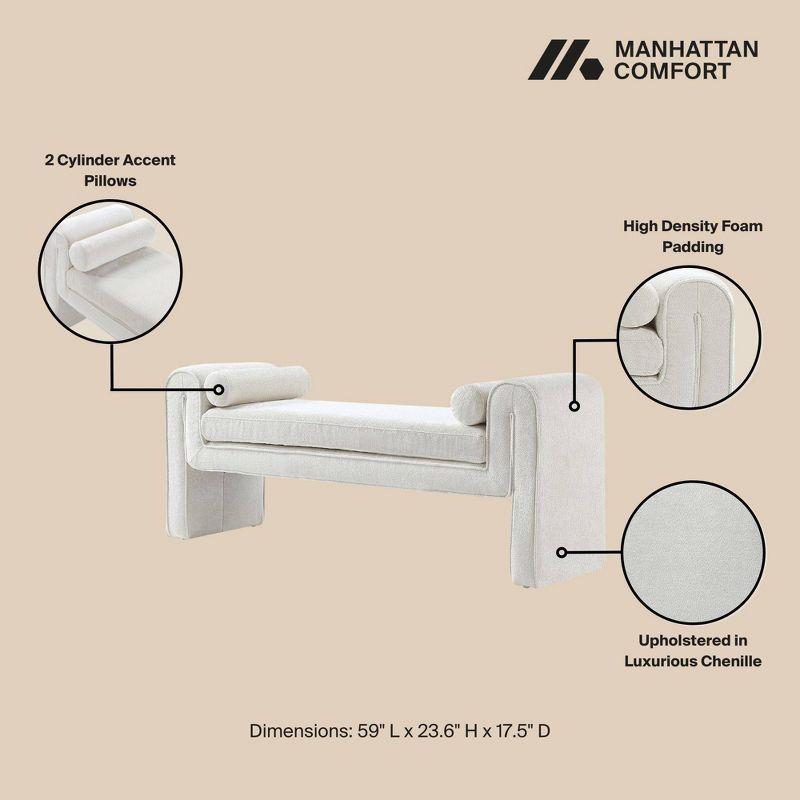 Manhattan Comfort 59" Concord Modern Chenille Upholstered Bench