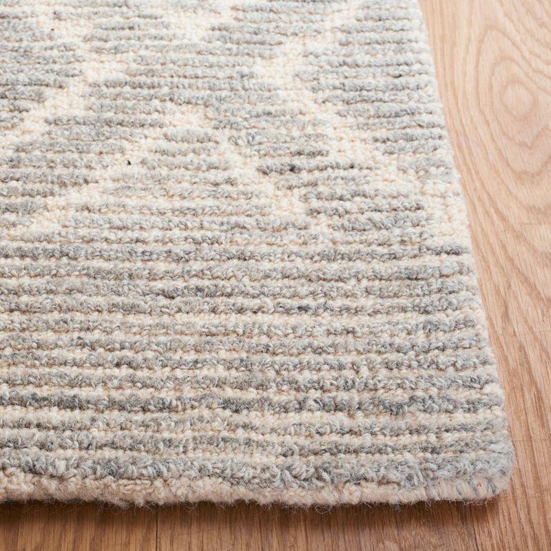 Gray Diamond Tufted Handmade Wool Shag Rug 3' x 5'