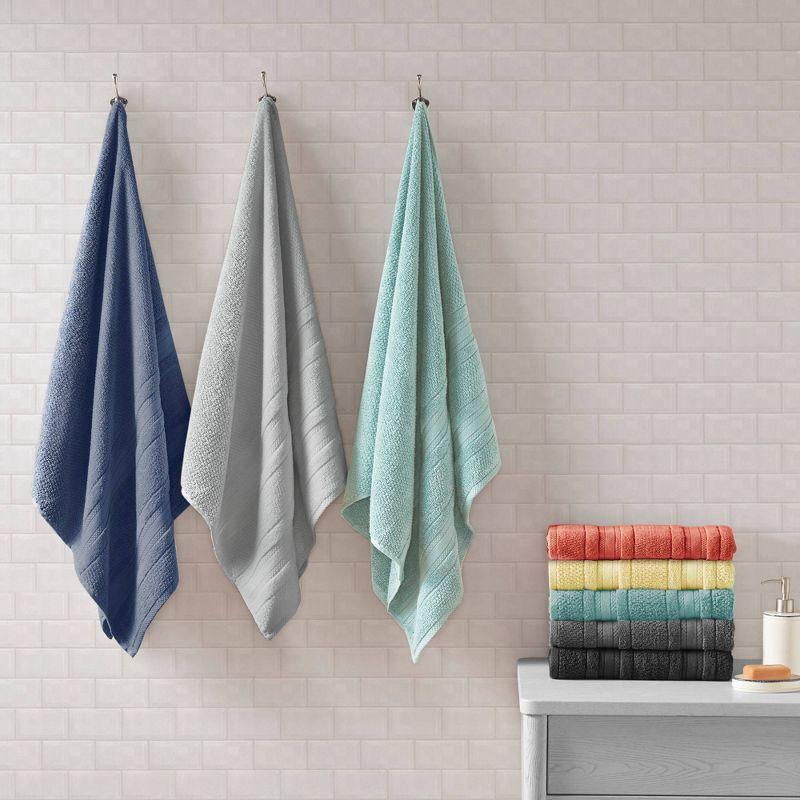 6pc Roman Super Soft Cotton Bath Towel Set Teal: Madison Park, Lightweight Terry, OEKO-TEX Certified