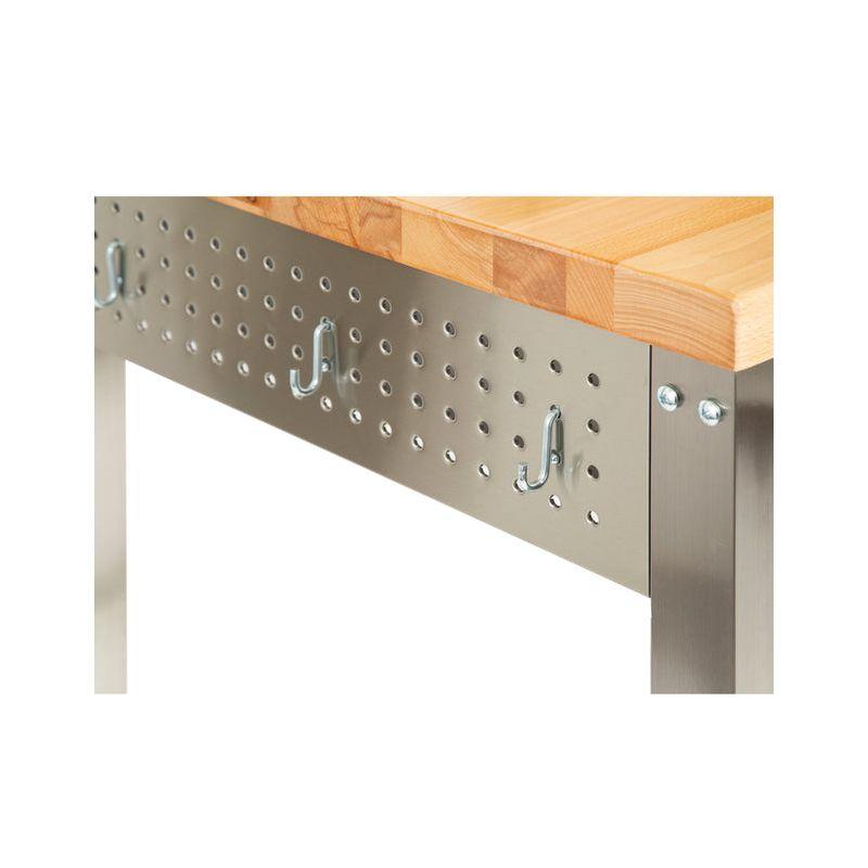48'' Wide Stainless Steel Kitchen Rolling Cart Island with Solid Wood Top