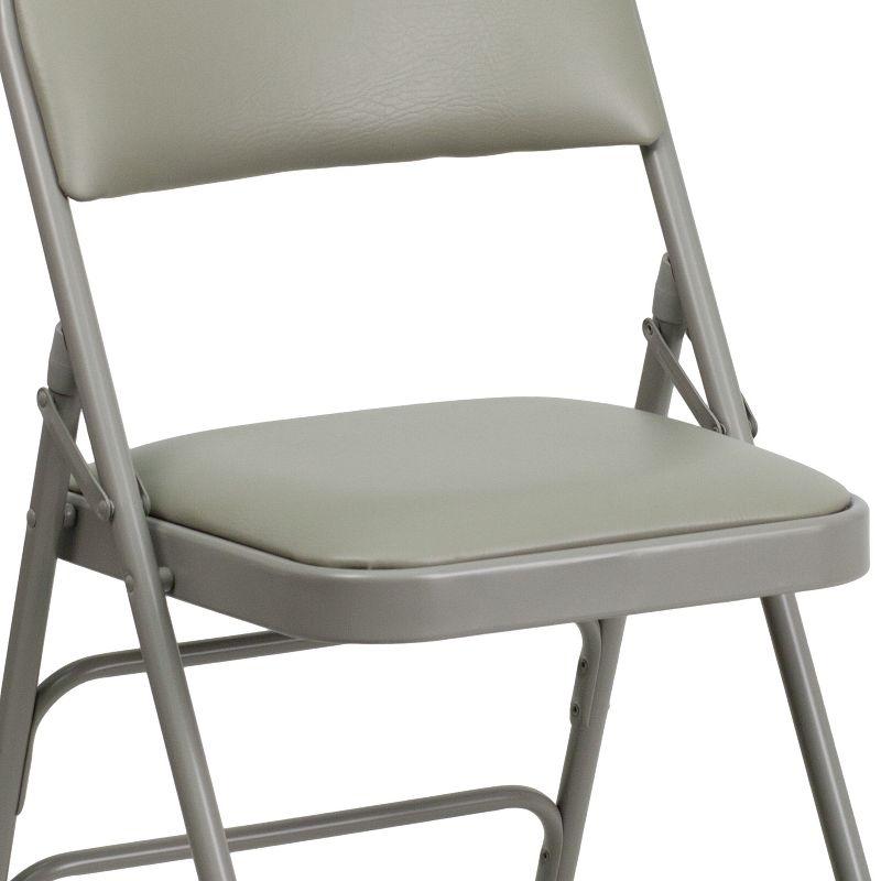 Flash Furniture 4 Pack HERCULES Series Curved Triple Braced & Double Hinged Gray Vinyl Metal Folding Chair