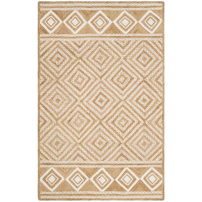 Hand-Knotted Ivory Jute 5' x 8' Area Rug with Non-Slip Feature