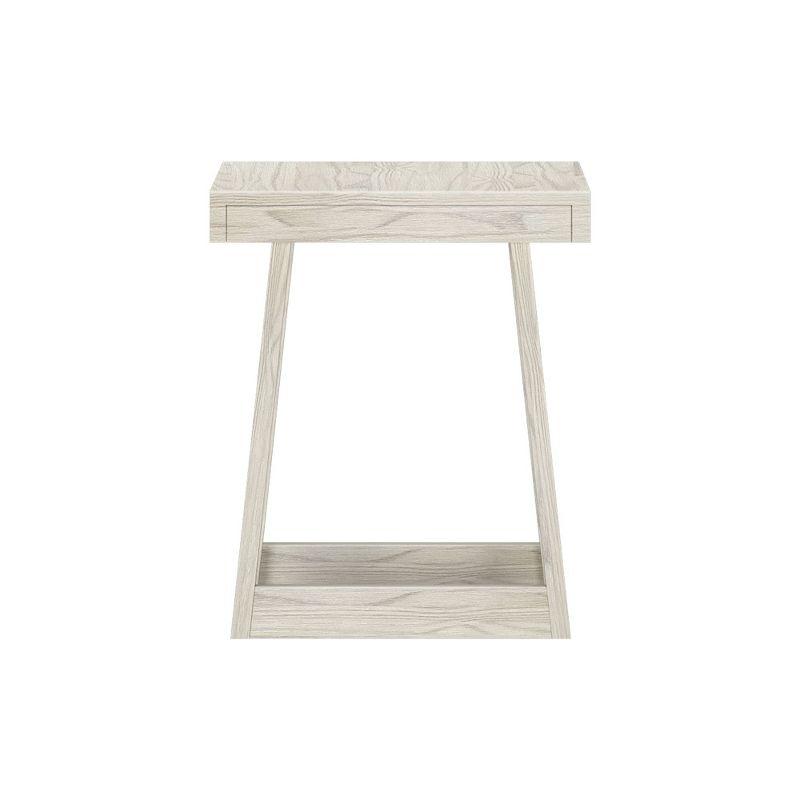 Plank+Beam Classic Square Side Table, Slim Side Table for Living Room, Nightstand for Small Spaces, Wood End Table for Bedroom, White Sand Wirebrush