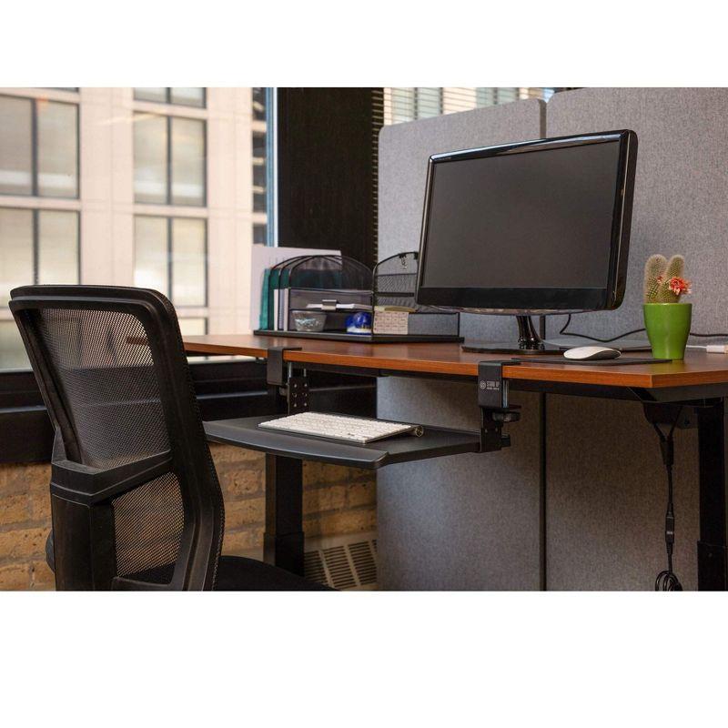 Stand Up Desk Store Clamp-On Retractable Adjustable Keyboard Tray / Under Desk Keyboard Tray | Increase Comfort And Usable Desk Space | For Desks Up To 1.5"