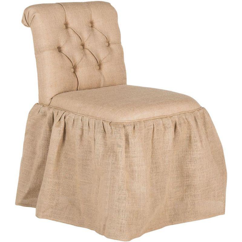 Allie Beige Linen Tufted Vanity Chair