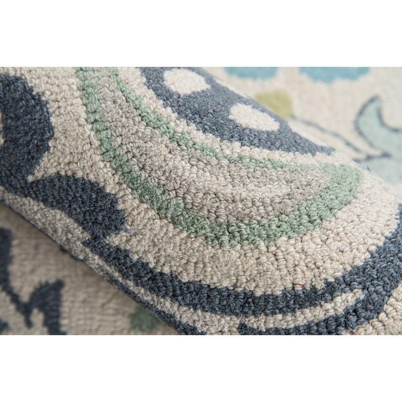 2'x3' Ashlei Floral Rug Blue/Green - Momeni: Wool, Hand-Carved, Tufted, Indoor Accent Rug, Low Pile, Cotton Backing
