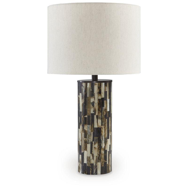 Ellford Black and Brown Mosaic Table Lamp with Drum Shade