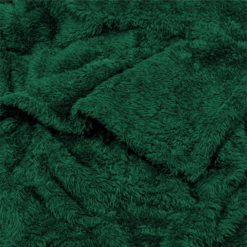 PAVILIA Plush Throw Blanket for Couch Bed, Faux Shearling Blanket and Throw for Sofa Home Decor, Emerald Green/Throw - 50x60