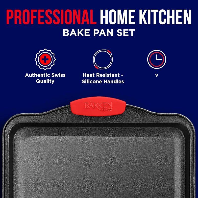 Small Nonstick Carbon Steel Cookie Sheet Pan with Red Handles