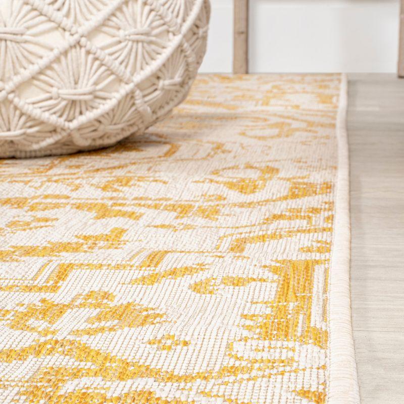 Bohemian Star Medallion Cream/Yellow Square Indoor/Outdoor Rug