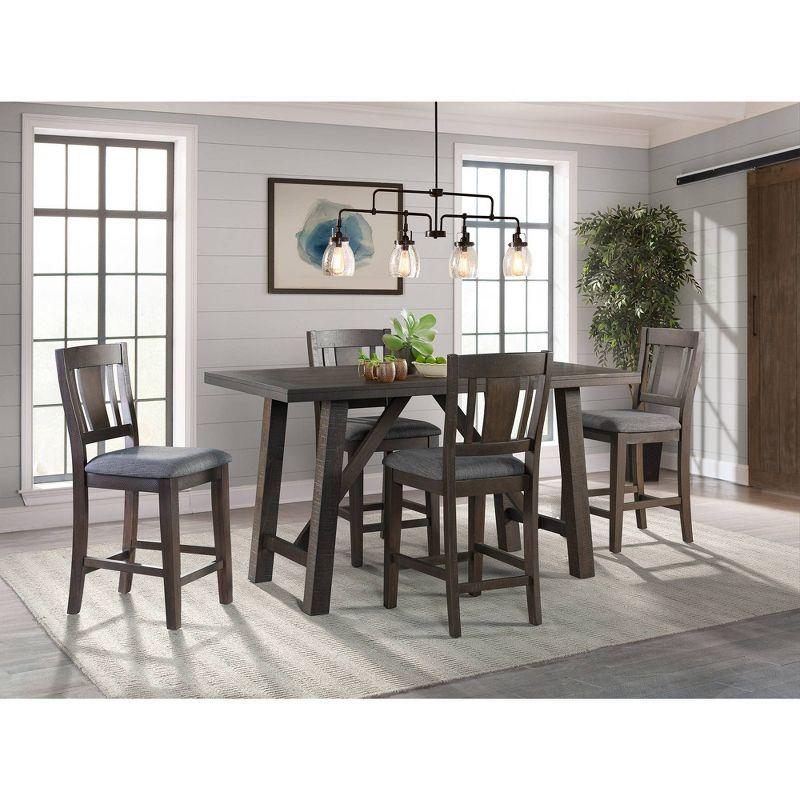 Rustic Gray Counter Height Dining Set with 4 Upholstered Chairs