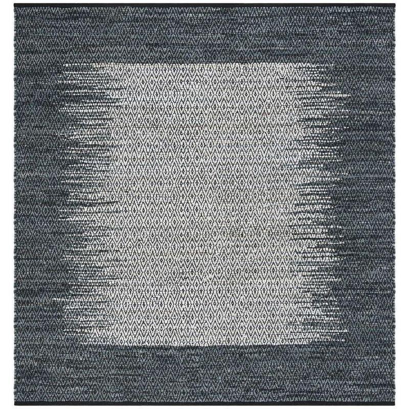 Vintage Leather VTL387 Hand Woven Indoor Area Rug - Light Grey/Charcoal - 6'x6' - Safavieh.
