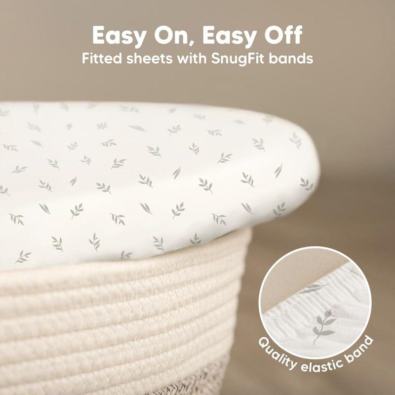 KeaBabies Organic Bassinet Sheet for Baby Girls, Boys, 2-Pack Soothe Bassinet Fitted Sheets, Bedside Bassinet Mattress Sheet (Herb)