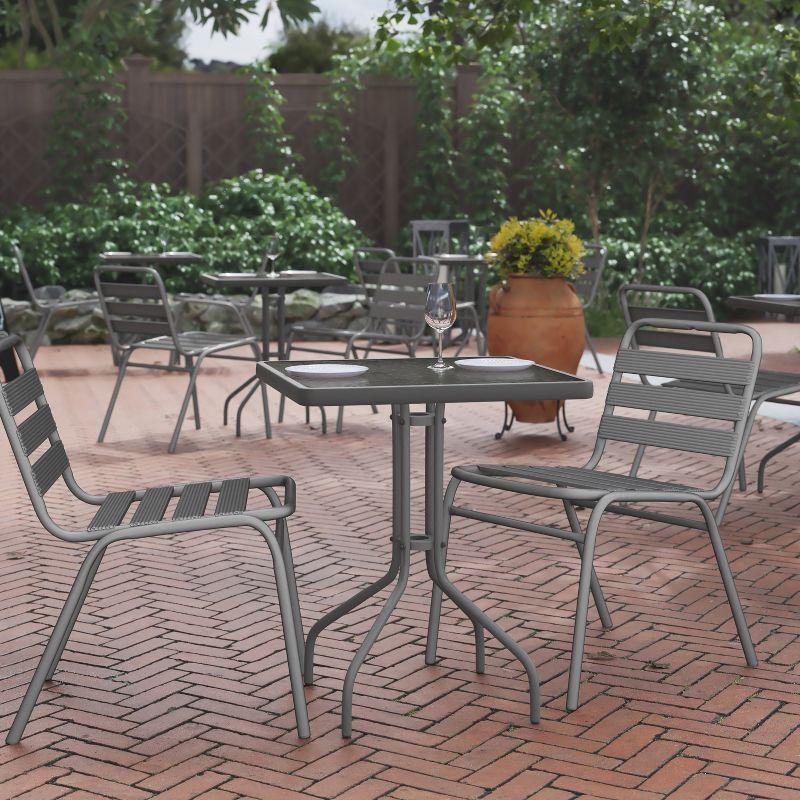Silver Tempered Glass 47" Outdoor Bistro Table