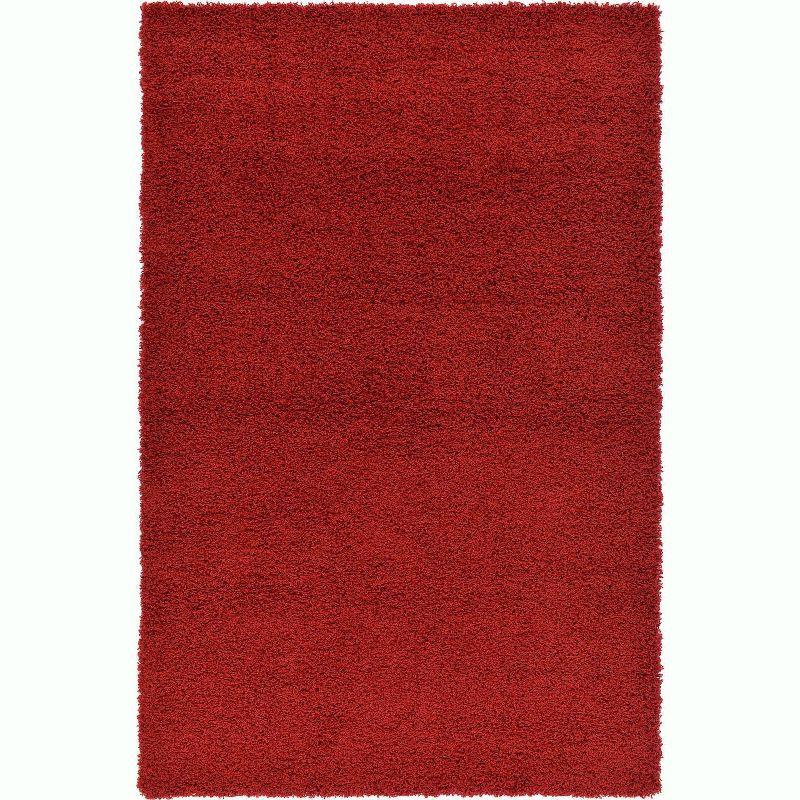 Unique Loom 4' 1 x 6' 1 Solid Shag Cherry Red Area Rug