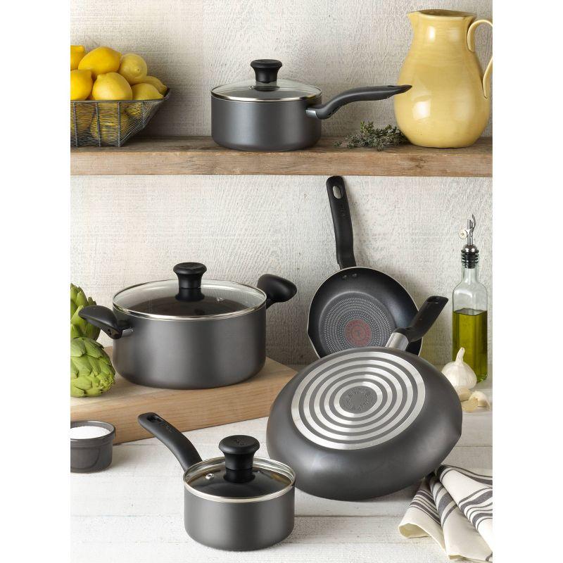 T-fal 10-Piece Nonstick Aluminum Cookware Set in Black