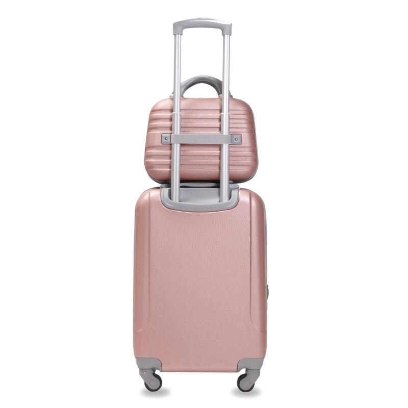 AMKA Varsity 2-Piece Carry-On Spinner Weekender Bag Luggage Sets Rose Gold