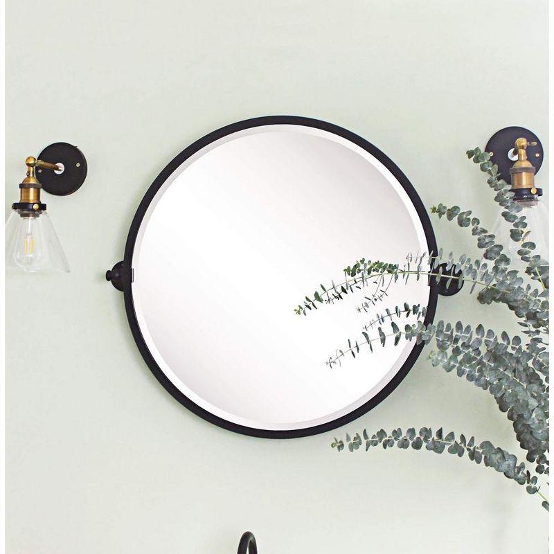 26'' Round Black Metal Framed Bathroom Vanity Mirror