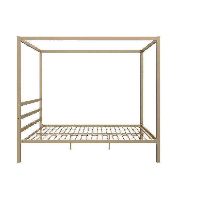 Gold Queen Metal Canopy Platform Bed with Headboard