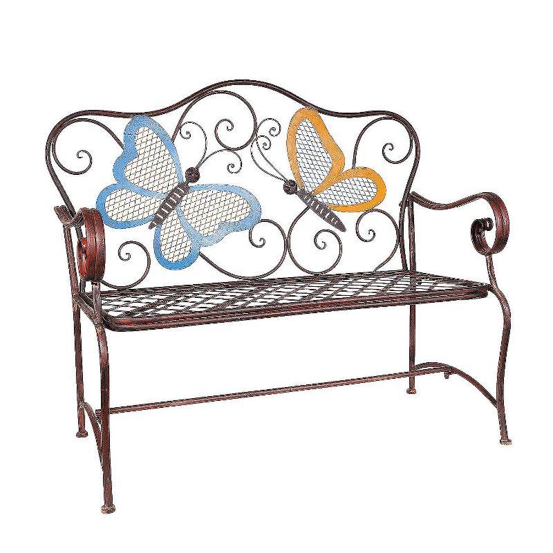 Rustic Bronze Iron Butterfly Garden Bench - 46" Length