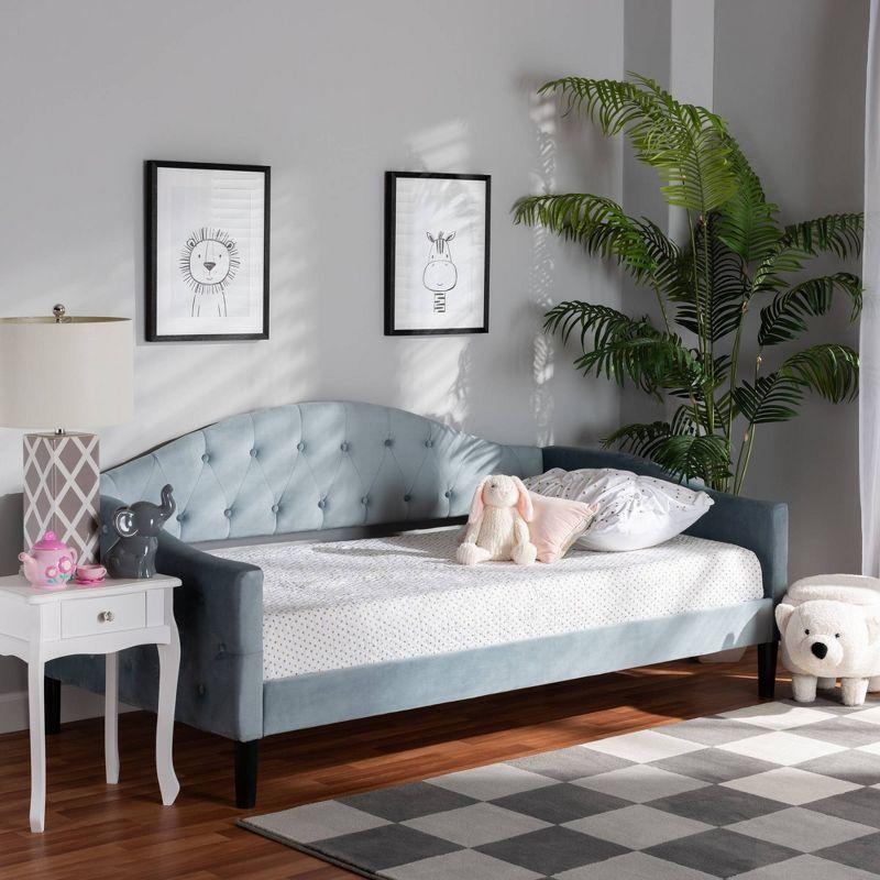 Benjamin Velvet Fabric Upholstered and Wood Daybed - Baxton Studio