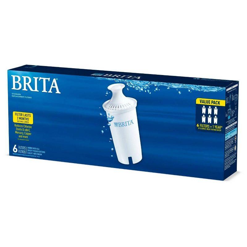 Brita Replacement Water Filters for Brita Water Pitchers and Dispensers - 6ct: Reduces Odors, Filters Chlorine