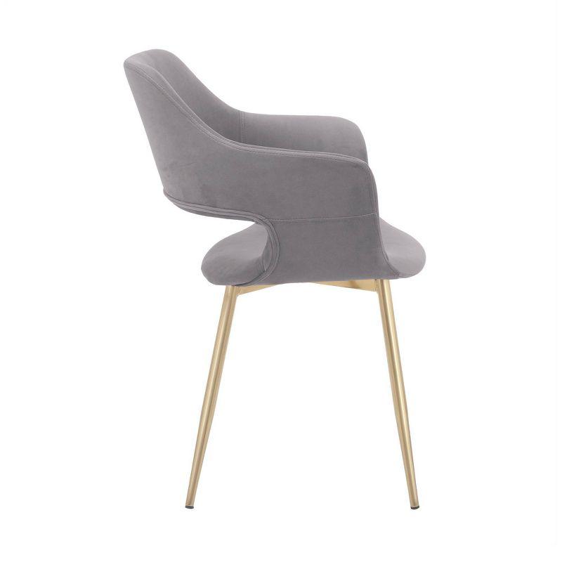 Gigi Velvet Metal Dining Room Chair Gray - Armen Living: Gold Legs, Ergonomic Back, Set of 2
