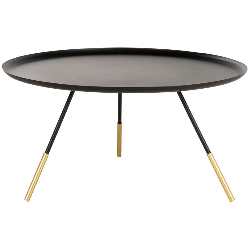 Transitional Round Black and Gold Metal Coffee Table