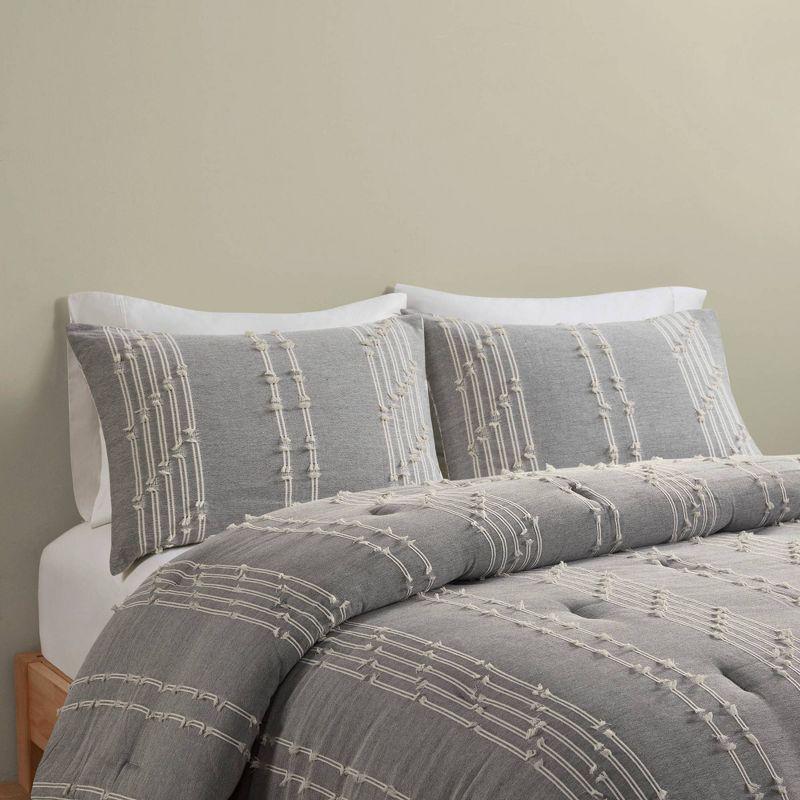 Gray Full Cotton Jacquard Reversible Bedding Set