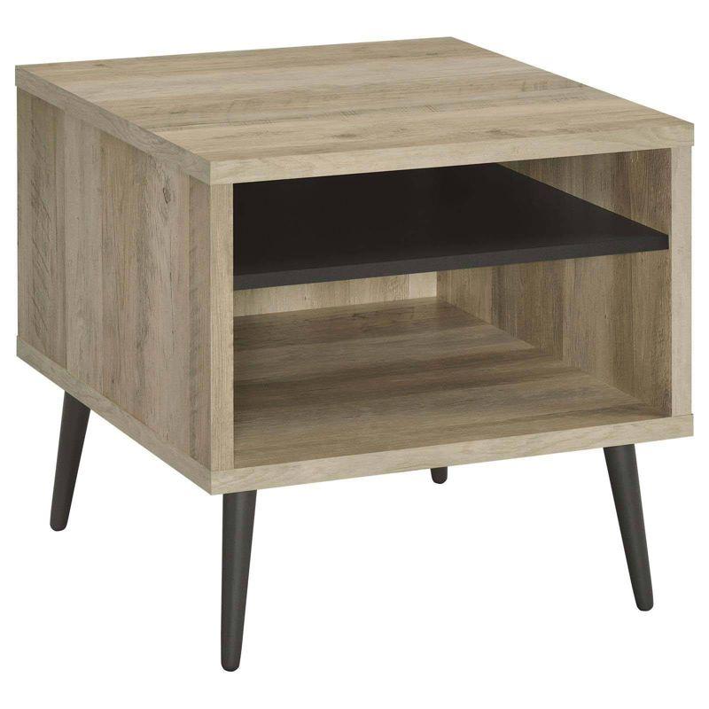 Welsh Mid Century Modern Pine and Gray Wood End Table