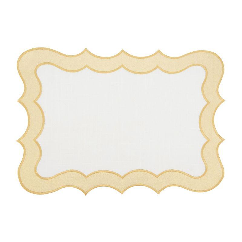 Gold Scallop Edge Fabric Placemats Set of 4