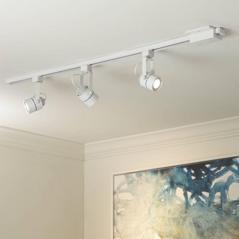 Pro Track Layna 3-Head LED Ceiling or Wall Track Light Fixture Kit Linear Bullet Spot Light GU10 Dimmable White Metal Modern Kitchen Bathroom 44" Wide