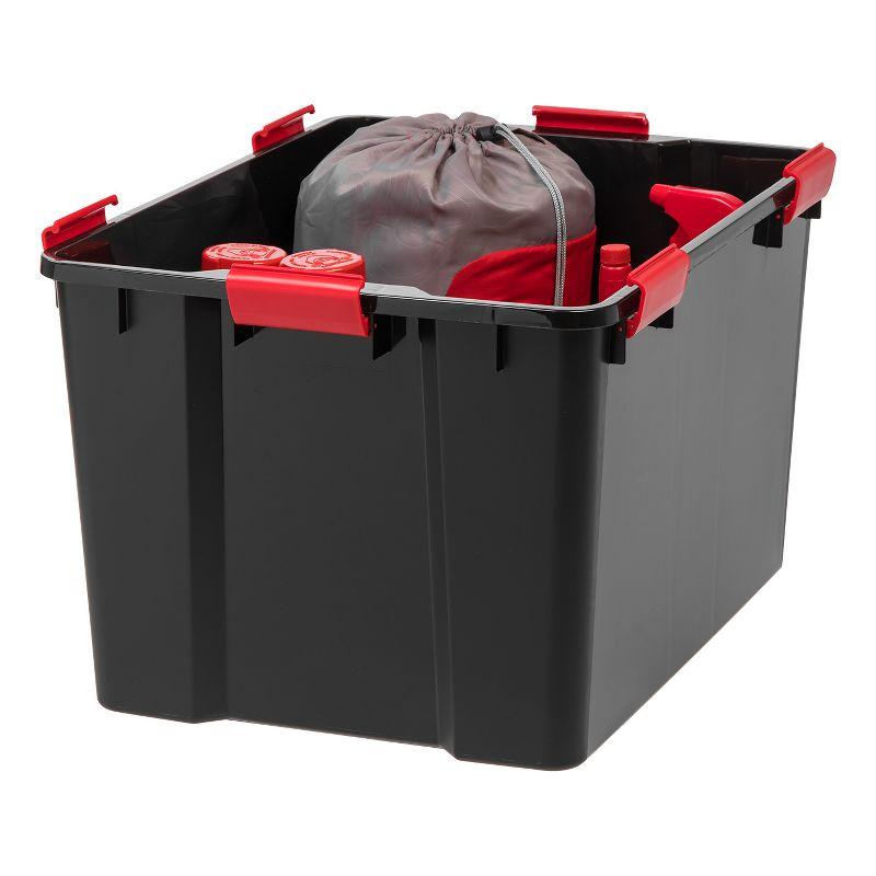 IRIS USA WeatherPro™ Bin Tote Organizing Container, Black/Red