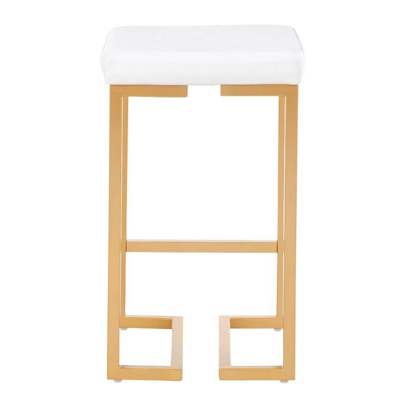 Set of 2 Midas 26" Gold Frame & White Velvet Seat Counter Stools - LumiSource