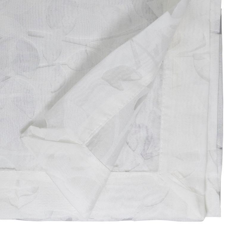 White Floral Polyester Sheer Table Runner