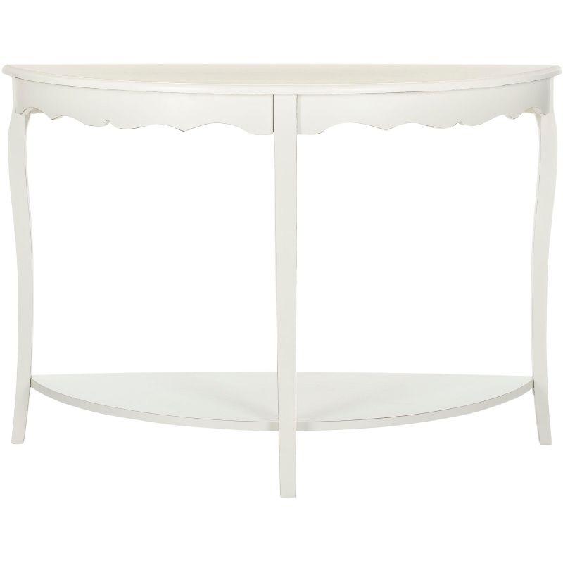 White Wood Demilune Console Table with Storage