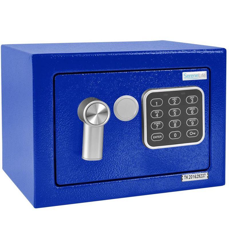 SereneLife Compact Electronic Safe Box with Digital Touch Pad - Blue