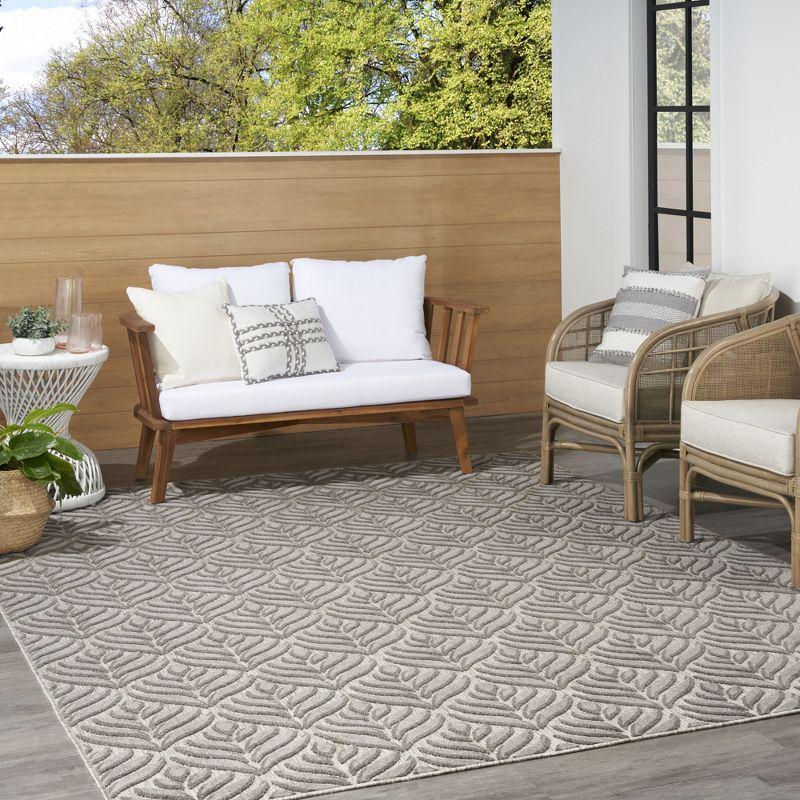 Nourison Aloha Tropical Palm Flatweave High-Low Indoor Outdoor Area Rug Charcoal 9' x 12'
