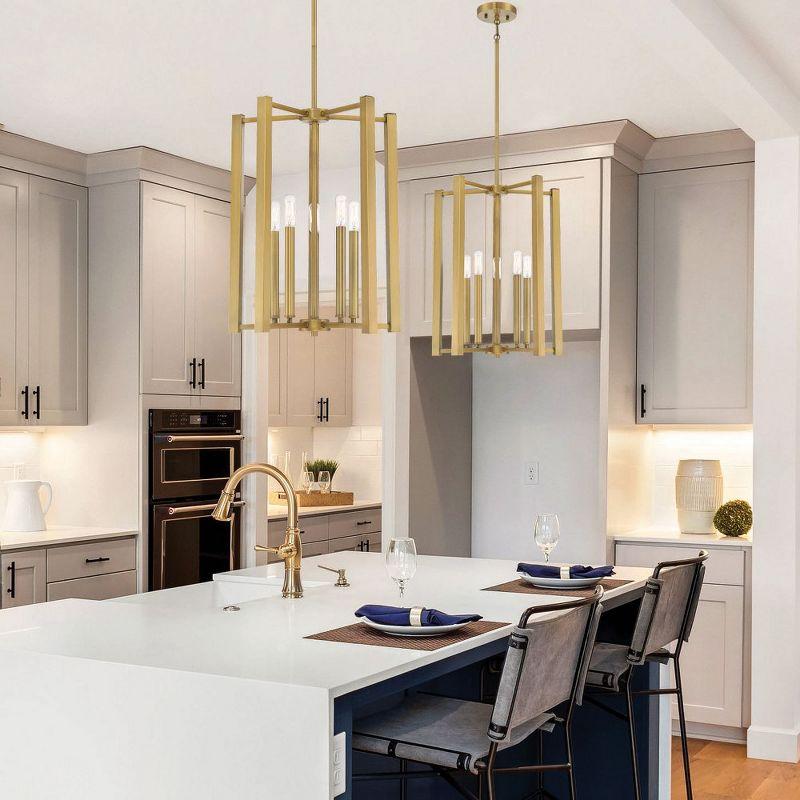 Greyleigh™ Brenton 5 - Light Lantern Square / Rectangle Pendant in Warm Brass