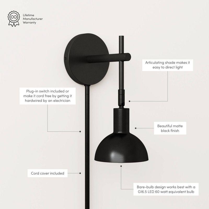 Nathan James 2-Pack Metal Plug-in Armed Wall Sconce Set