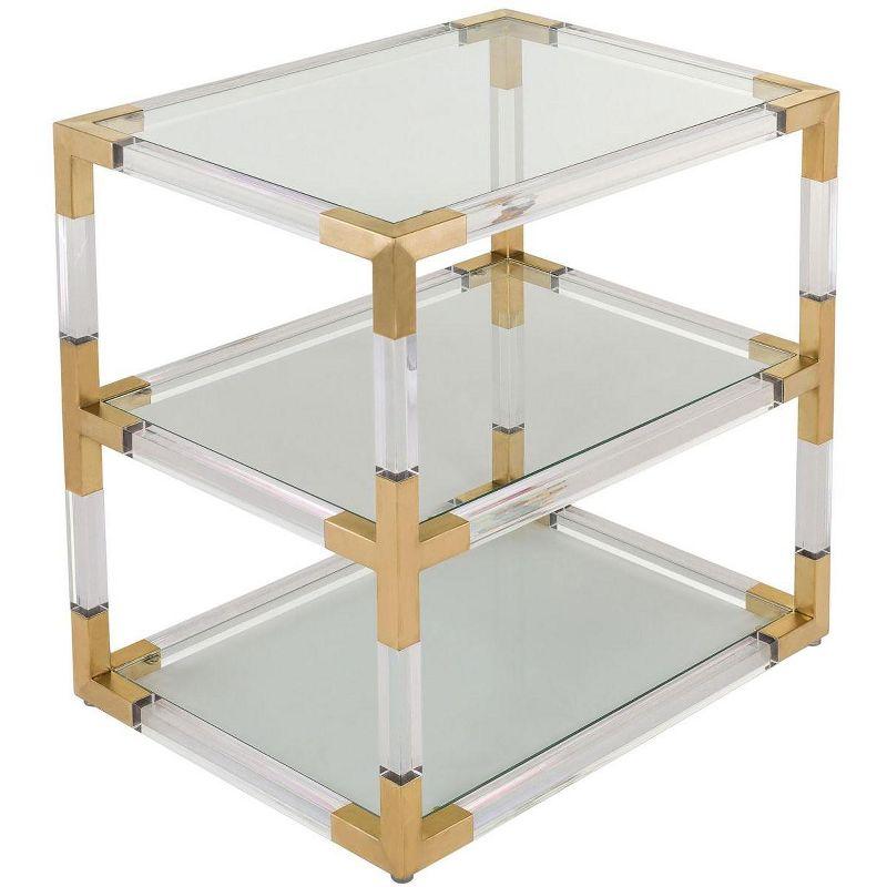 Elegant Gold Rectangular Metal and Glass End Table