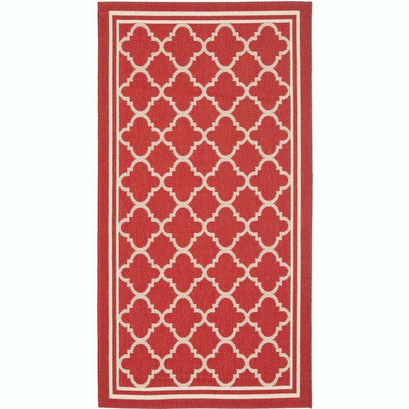 Red and Bone Geometric Indoor/Outdoor Area Rug 4' x 5'7"