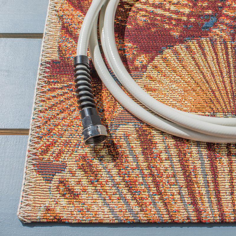 Barbados 500 BAR555 Power Loomed Indoor/Outdoor Area Rug - Gold/Blue - 6'6"x6'6" - Safavieh