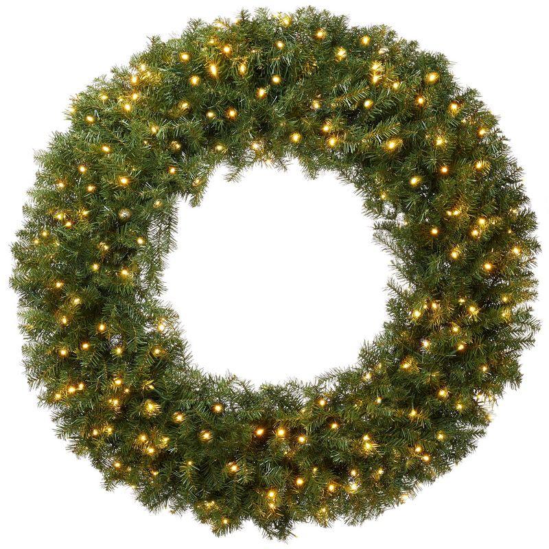 60-Inch Green Pine Pre-Lit Artificial Christmas Wreath