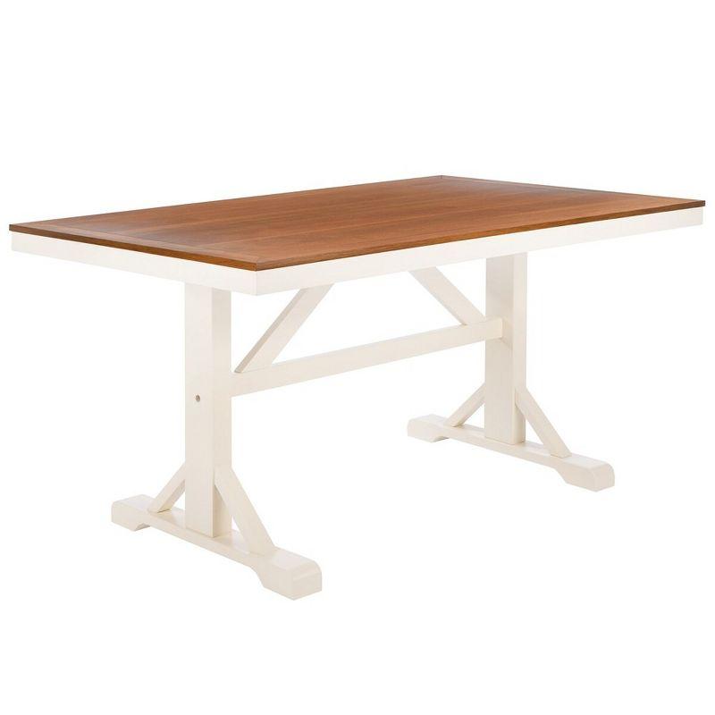 Akash Rectangle Dining Table - White/Natural - Safavieh