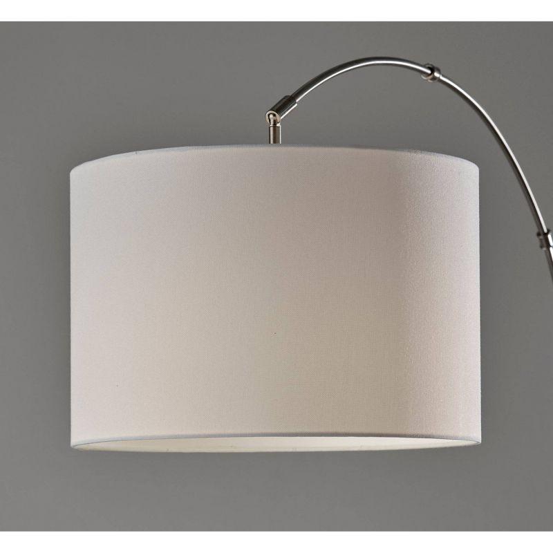 Adesso Rigley Arc Lamp Steel: Modern Polyester Shade, ETL Listed, Metal Body, 71" Height