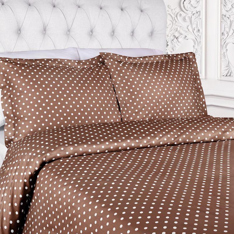 Polka Dot 600 Thread Count Cotton Blend Deep Pocket Bed Sheet Set, Twin, Taupe - Blue Nile Mills