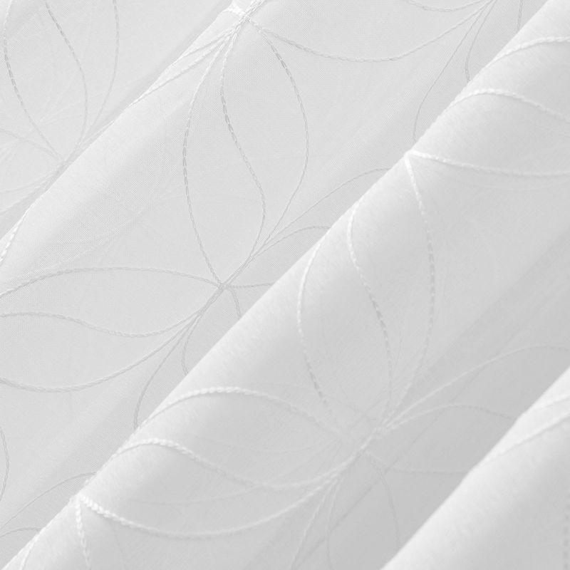 63"x50" Tamaryn Embroidered Trellis Sheer Rod Pocket Curtain Panel White - No. 918: Modern Polyester Curtains